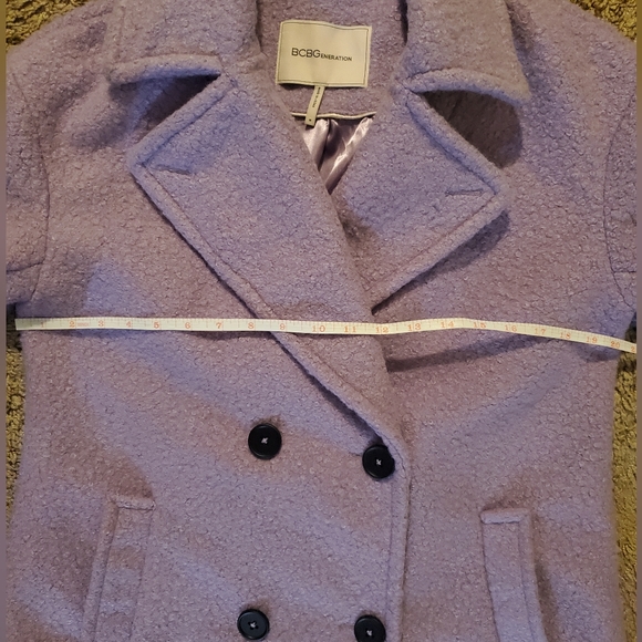 NWT Purple BCBGenerationWomen's Double-Breasted Bouclé Peacoat Size M - Picture 5 of 7